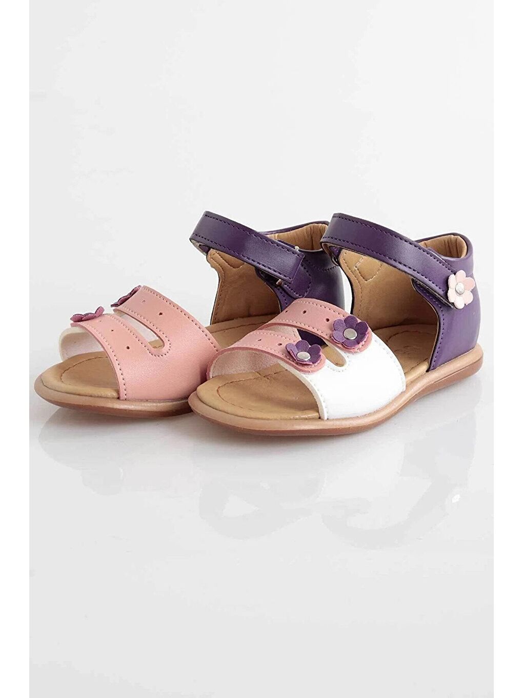 Mor AK214 Kız Çocuk Çiçekli Sandalet