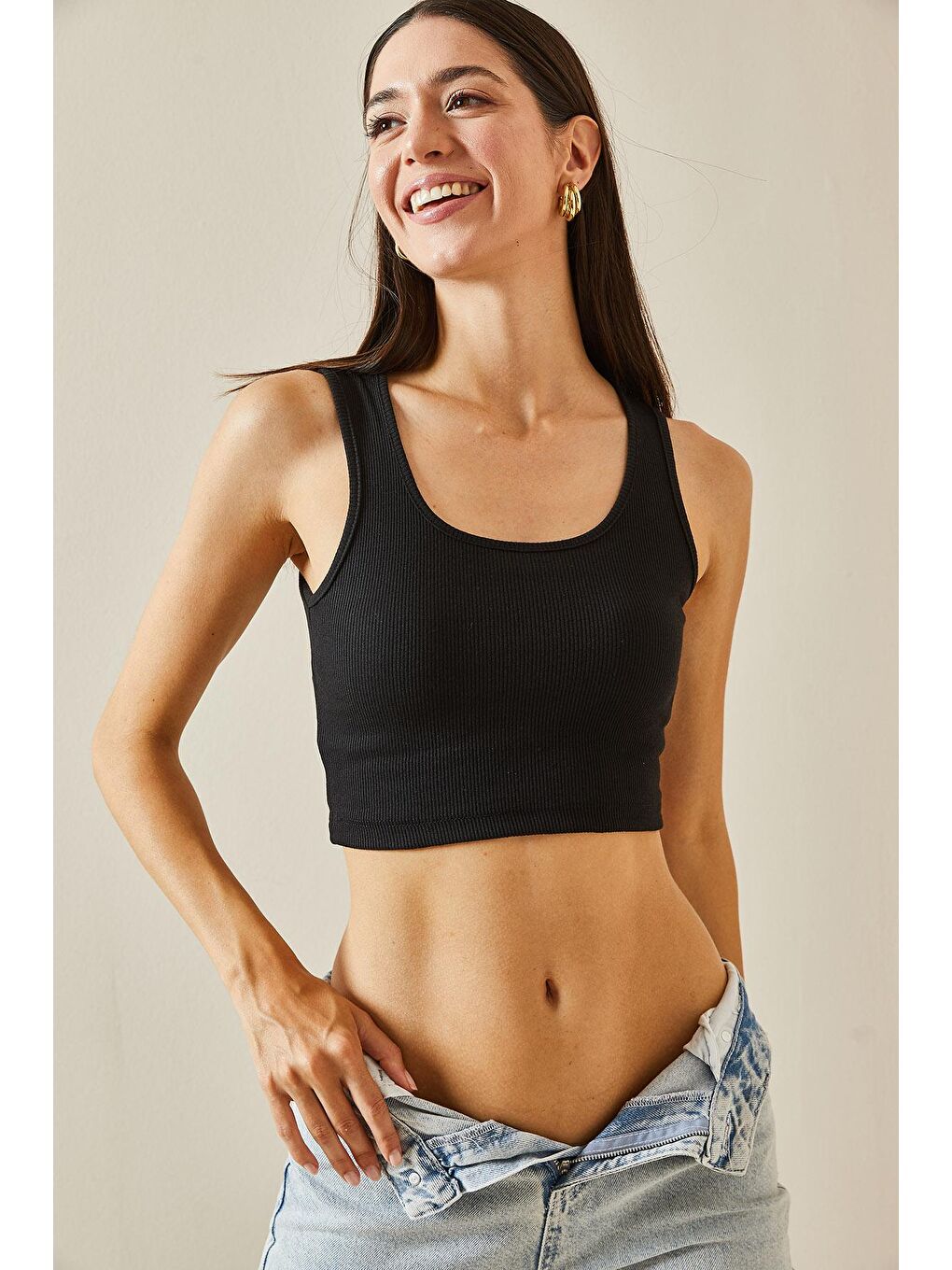 Siyah U Yaka Kaşkorse Bluz 5YXK2-48732-02-2