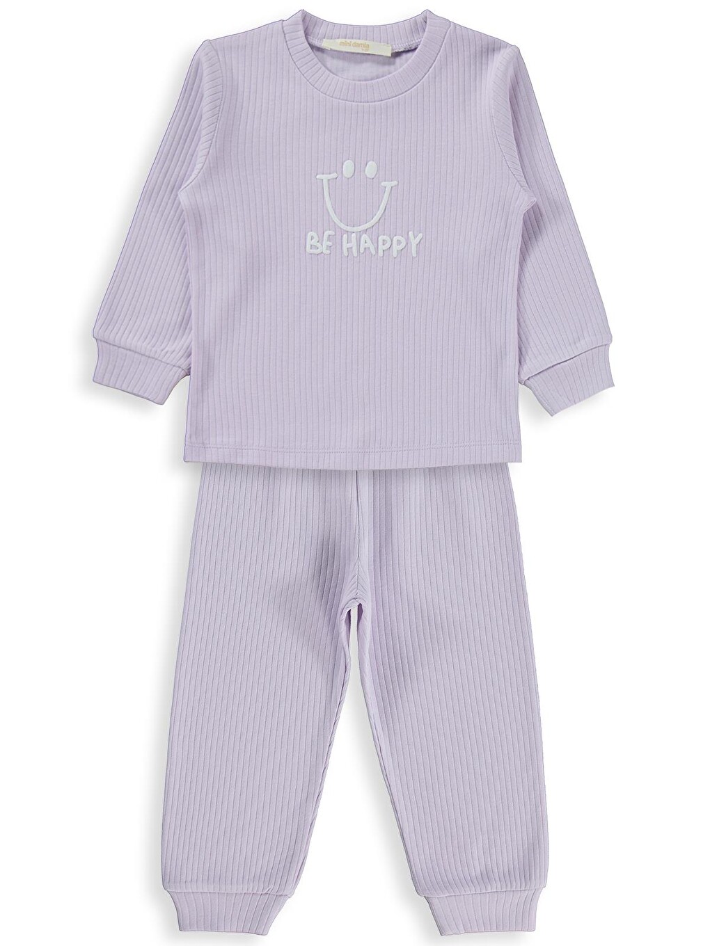 Gülen Yüz Baskılı 1-7 Yaş Pijama Takımı - Lila