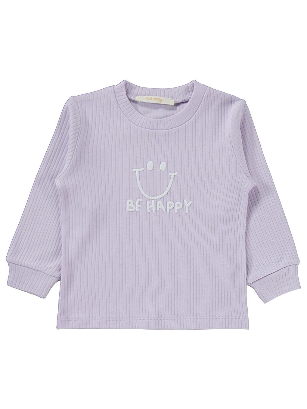 Gülen Yüz Baskılı 1-7 Yaş Pijama Takımı - Lila-3