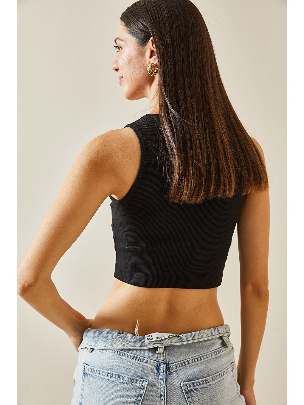 Siyah U Yaka Kaşkorse Bluz 5YXK2-48732-02-3