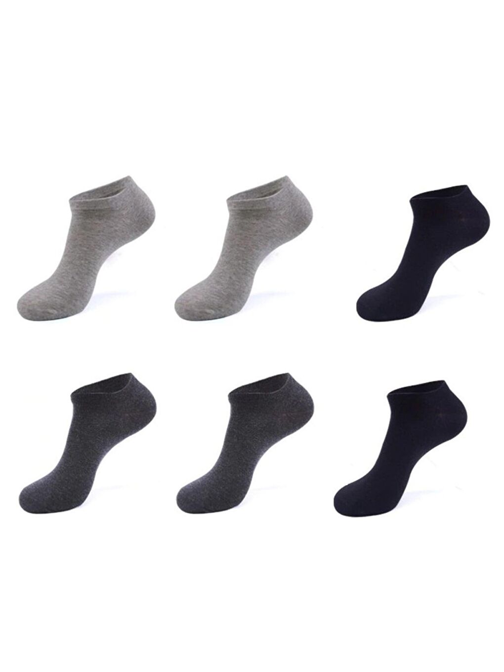 OZZY SOCKS Siyah-Gri 6 Çift Unisex Dikişsiz Patik Çorap