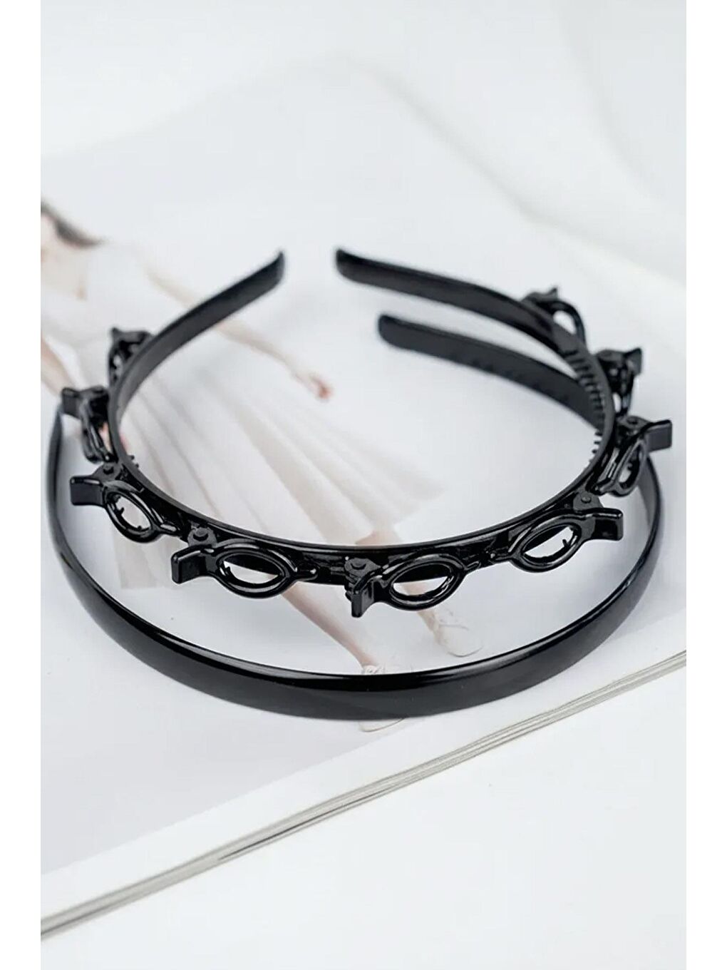 Siyah Saç Bükücü Ve Siyah Midi Taç Seti 2li-1