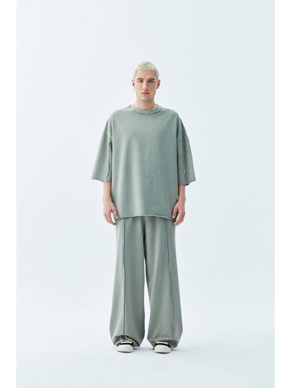 Super Oversize Yıkamalı Takım Haki