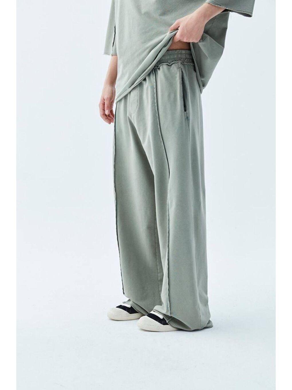 Super Oversize Yıkamalı Takım Haki-3