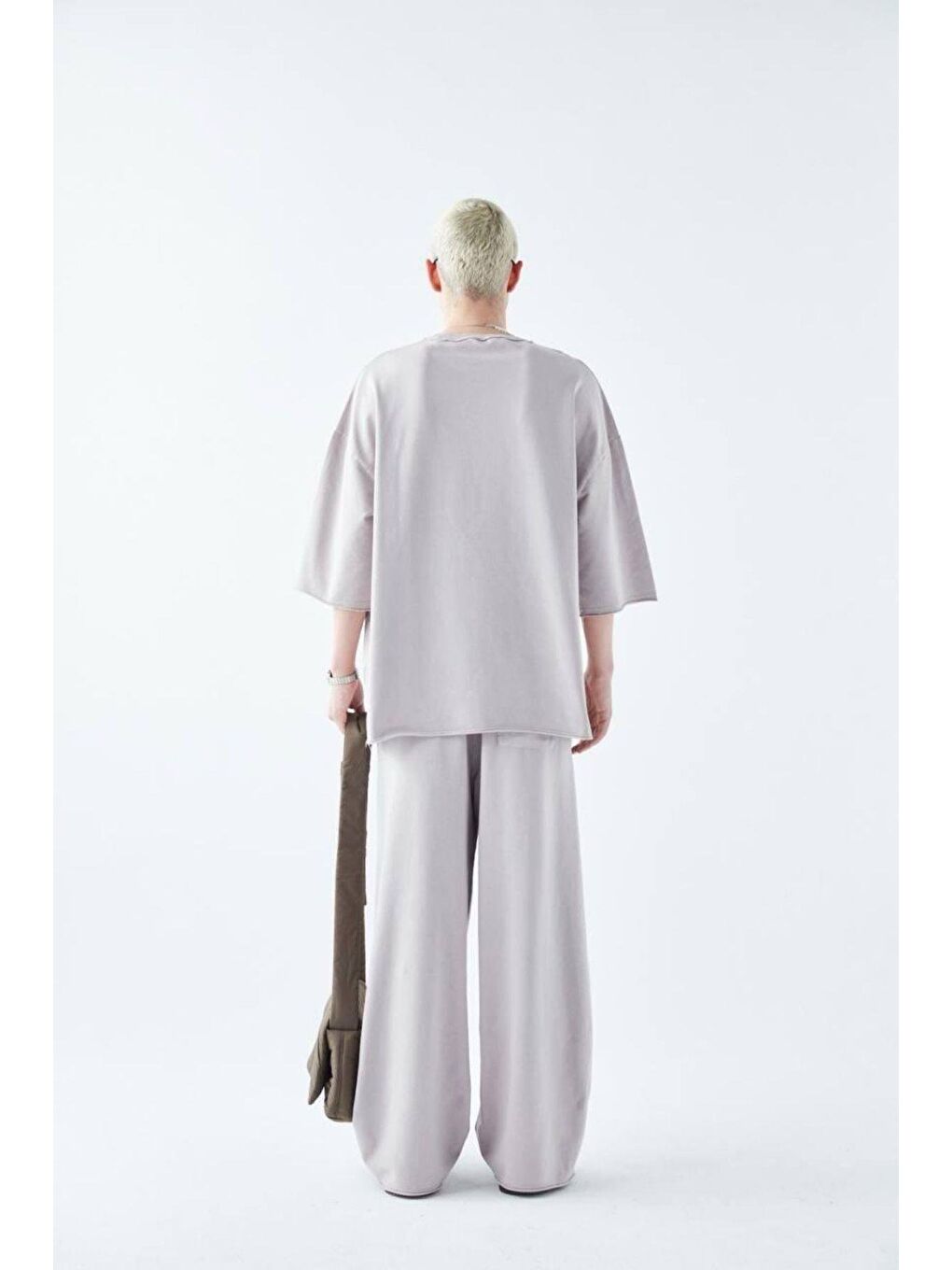 Bej Super Oversize Yıkamalı Takım Taş-2