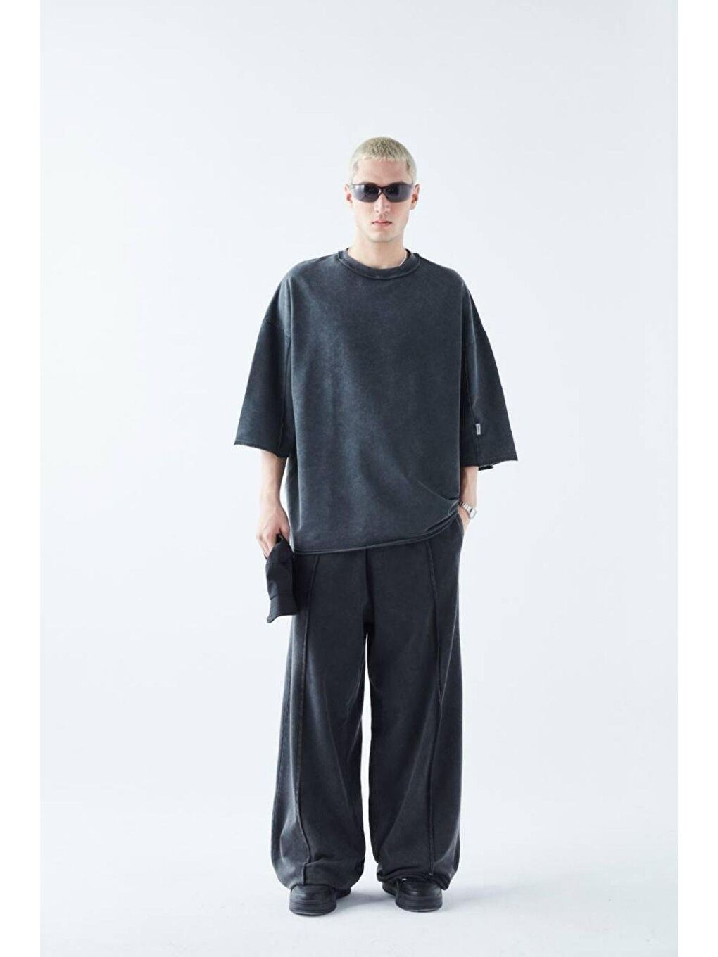 Super Oversize Yıkamalı Takım Siyah-1