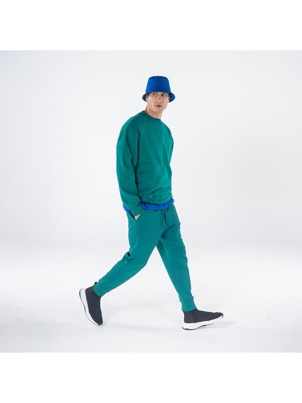 Monica Erkek Yeşil Oversize Bisiklet Yaka Sweatshirt-4