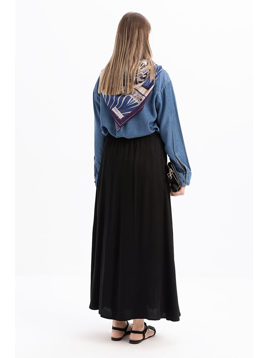 Siyah-Beli Lastikli Püsküllü Etek-3