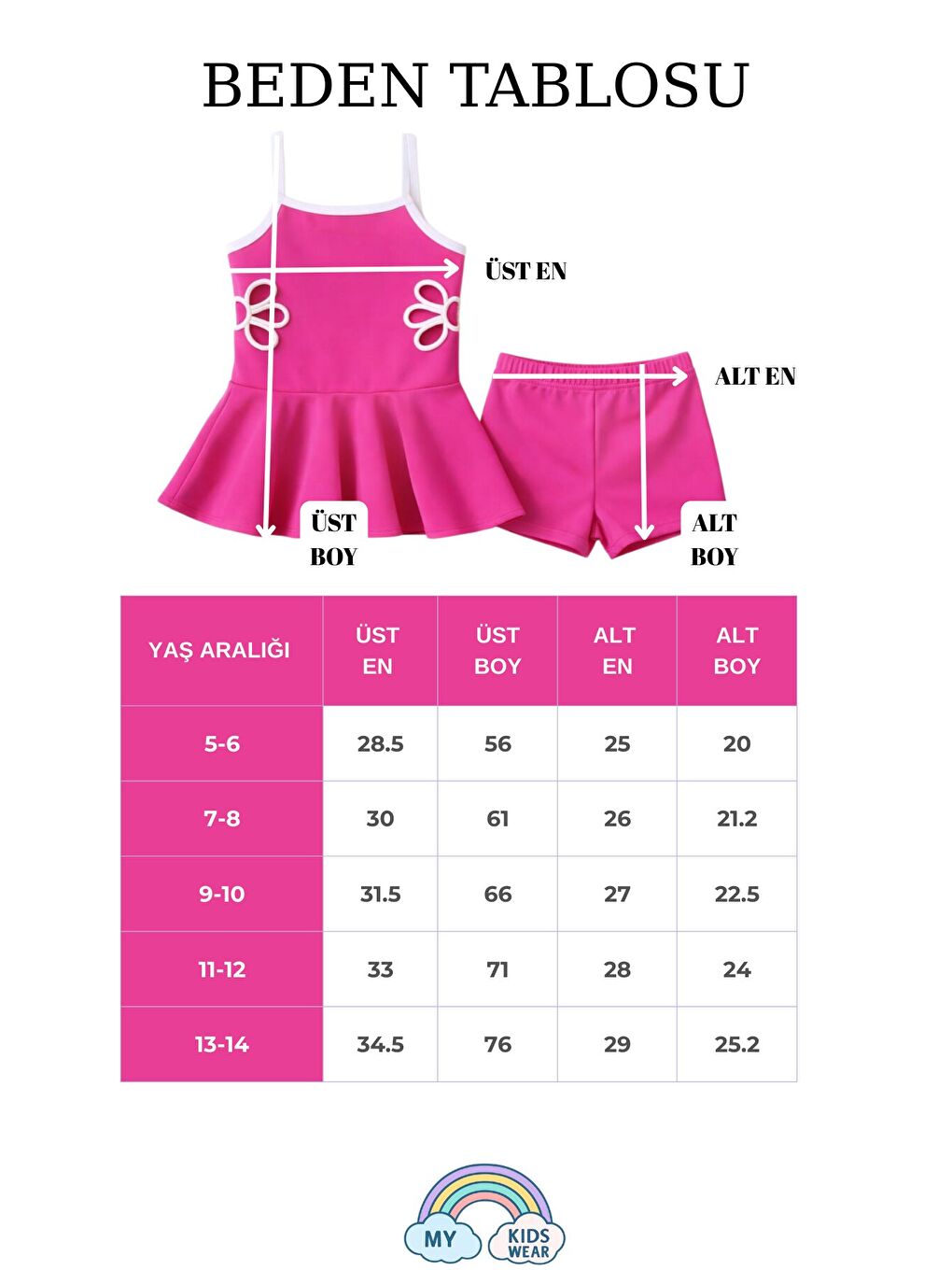 Pembe Kız Çocuk Nakış Detaylı Garson Boy Mayo 5-14 Yaş 12588-1