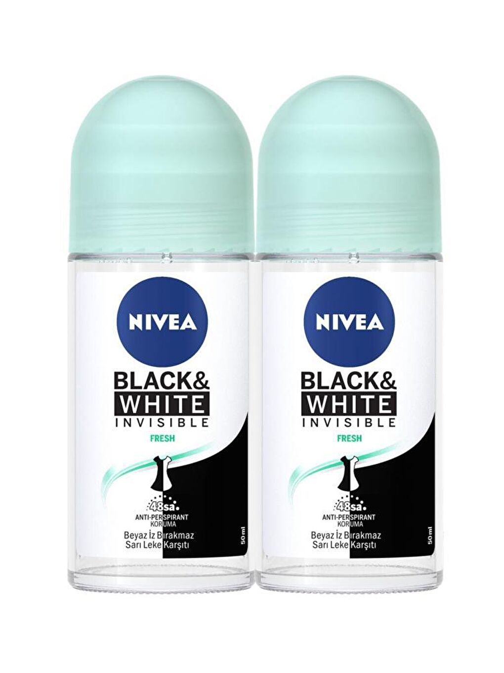 NIVEA Şeffaf Invisible For Black & White Pure 50 ml 2 Adet Roll-On