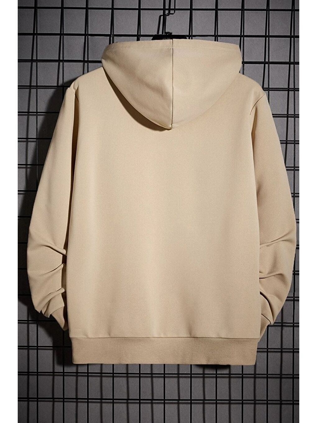 uyguntarz Bej Erkek Aleman Rapero Baskılı Oversize Sweatshirt - 1