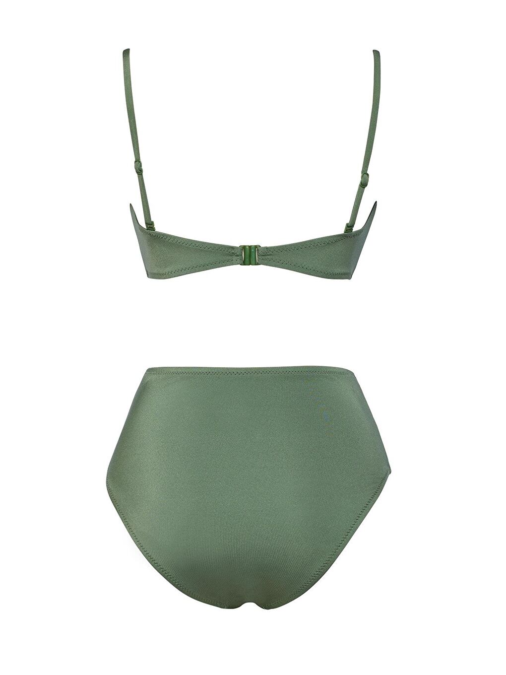 Haki Özel Tasarım Yüksek Bel Bikini Takım-1