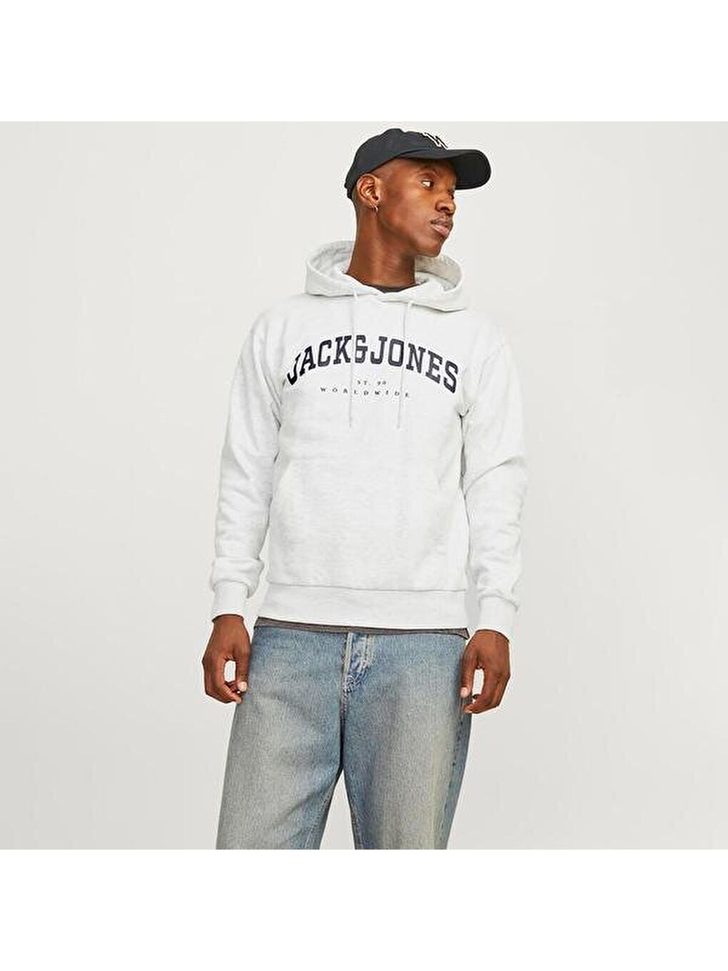 Jack&Jones Caleb Varsity Erkek Beyaz Kapüşonlu Sweatshirt