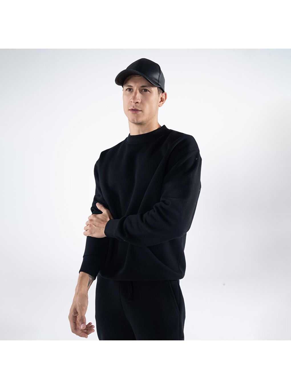Friday Offset Monica Erkek Siyah Oversize Bisiklet Yaka Sweatshirt