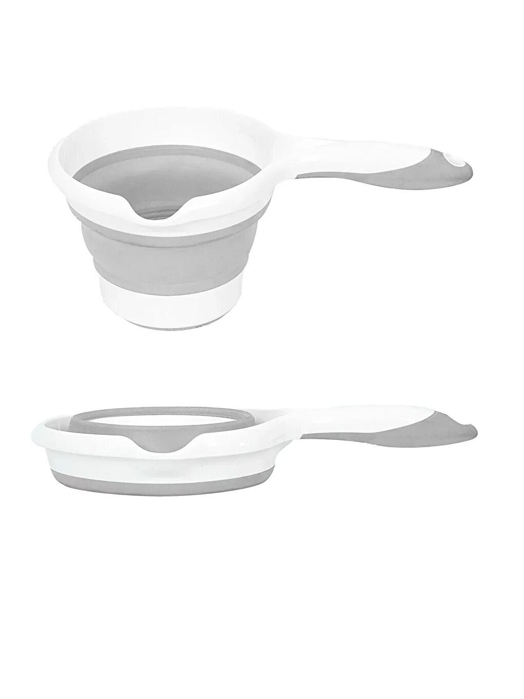 Gri 4'lü Katlanır Çamaşır Sepeti Seti - 90 Lt Kirli Çamaşır Sepeti - Katlanır Sele - Su Kovası - Maşrapa-7