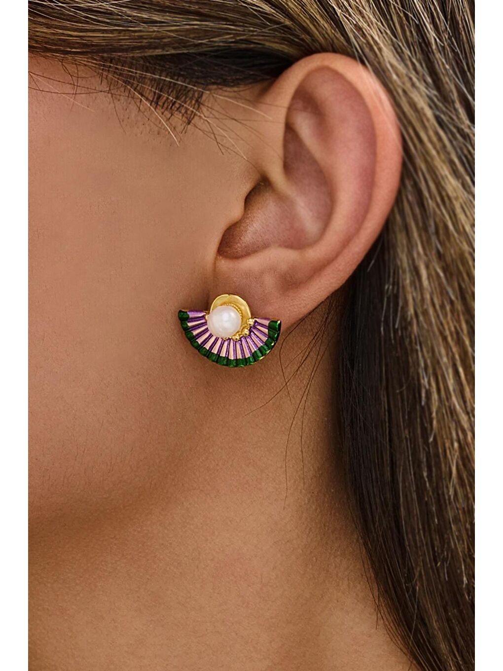 Sarı La Condamine Yelpaze Küpe-1