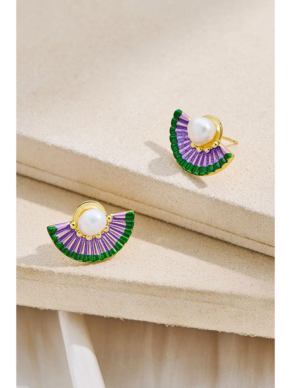 Sarı La Condamine Yelpaze Küpe-4