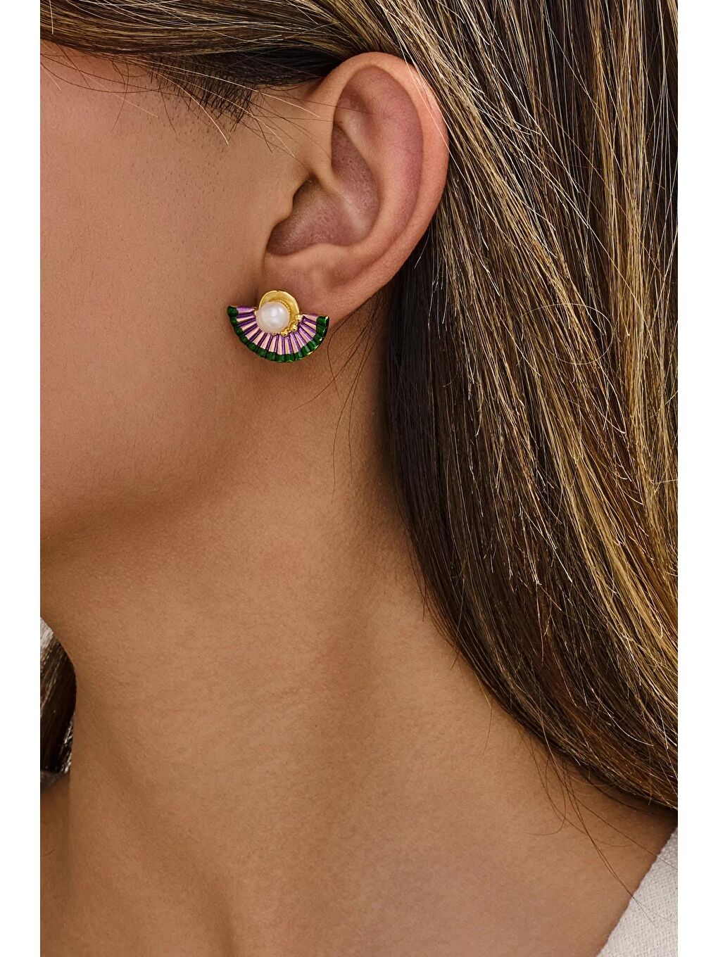 Sarı La Condamine Yelpaze Küpe-7