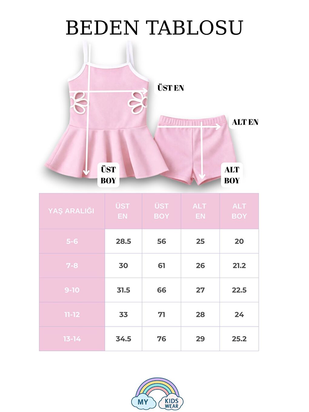 Pembe Kız Çocuk Nakış Detaylı Garson Boy Mayo 5-14 Yaş 12596-1