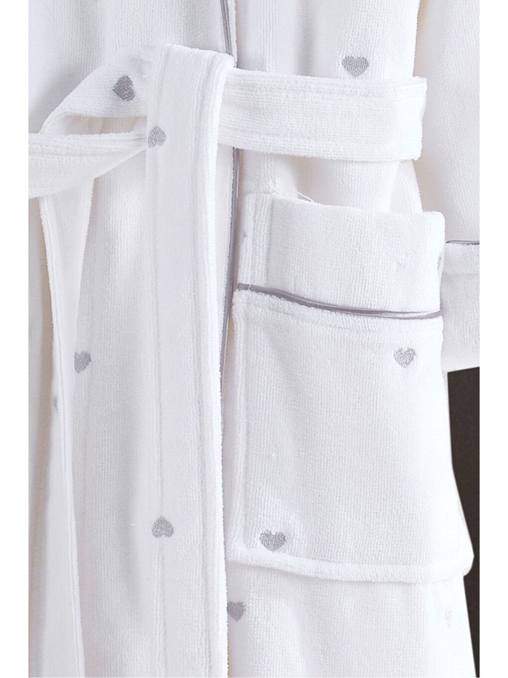 Gri Love Serisi Kalpli Kapüşonlu  Çocuk Bornozu  GRI 13 14YAS-1