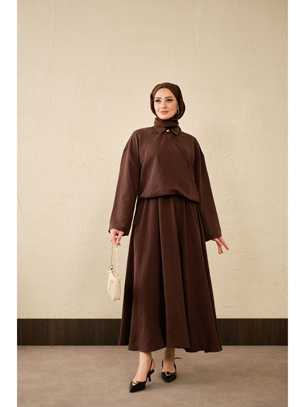 Kadın Breeze Gömlekli Elbise Kahverengi-1