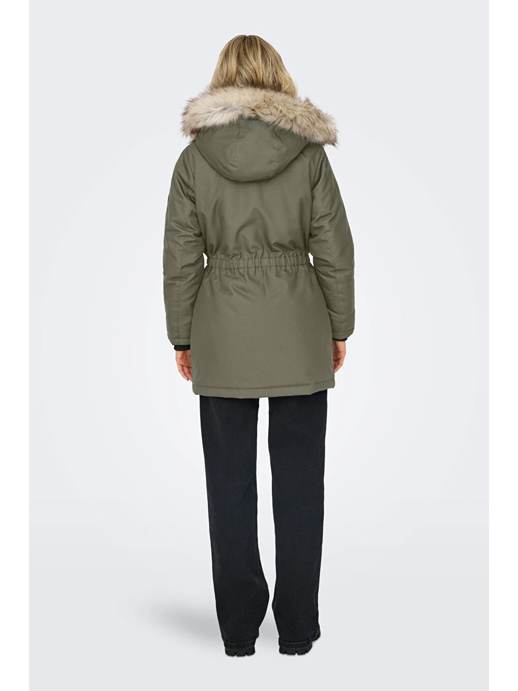 Yeşil Onliris Regular Fit Çıkarılabilir Kapüşonlu Kadın Parka 15304625-1