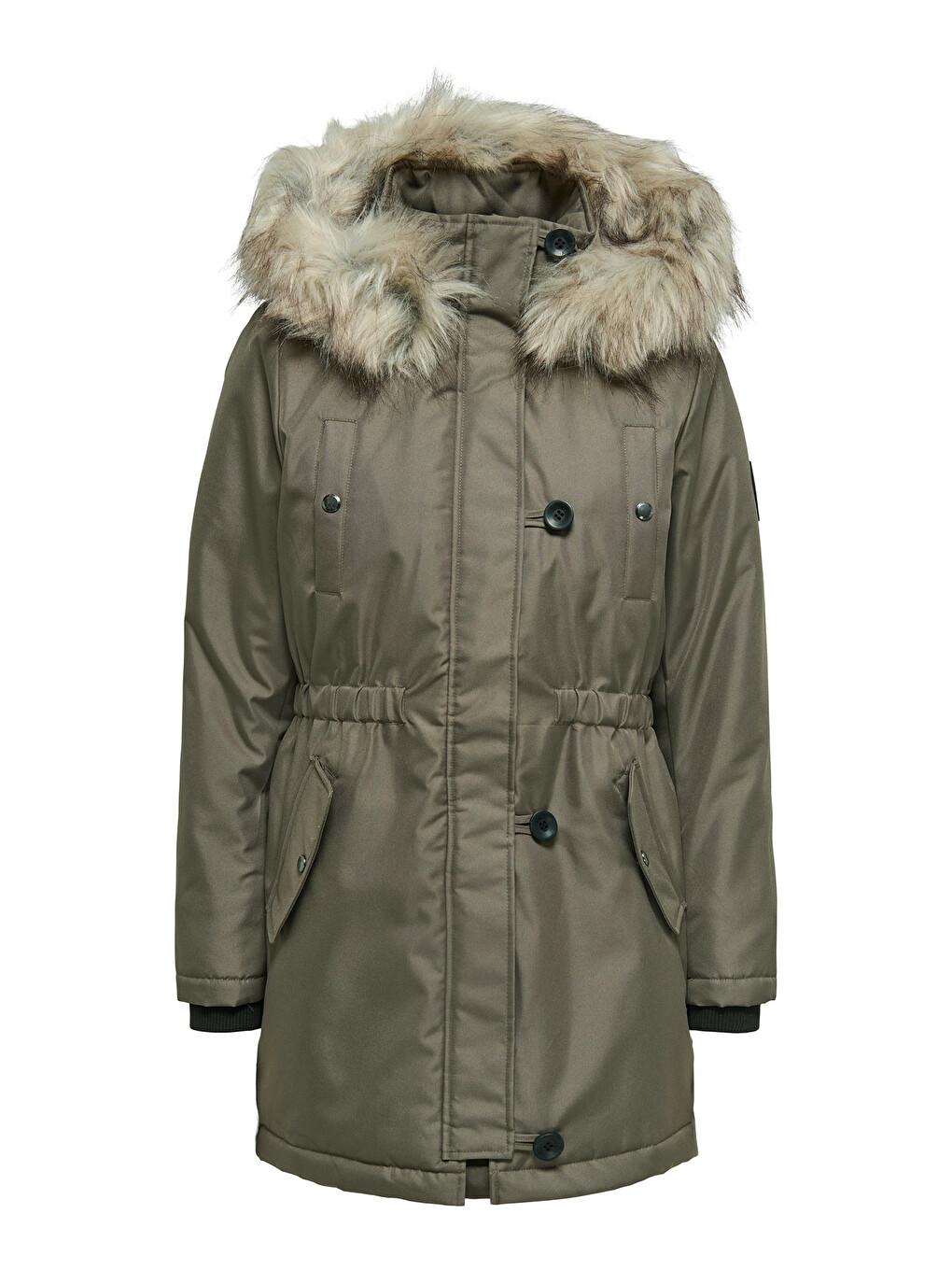 Yeşil Onliris Regular Fit Çıkarılabilir Kapüşonlu Kadın Parka 15304625-2