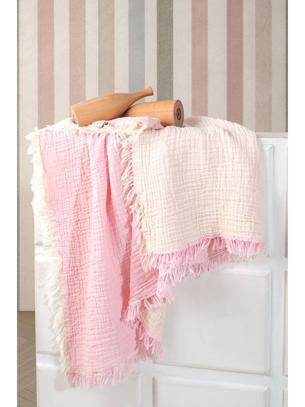 Pembe 5 Katlı %100 Pamuk Müslin Bebek Battaniyesi PEMBE/150X150CM