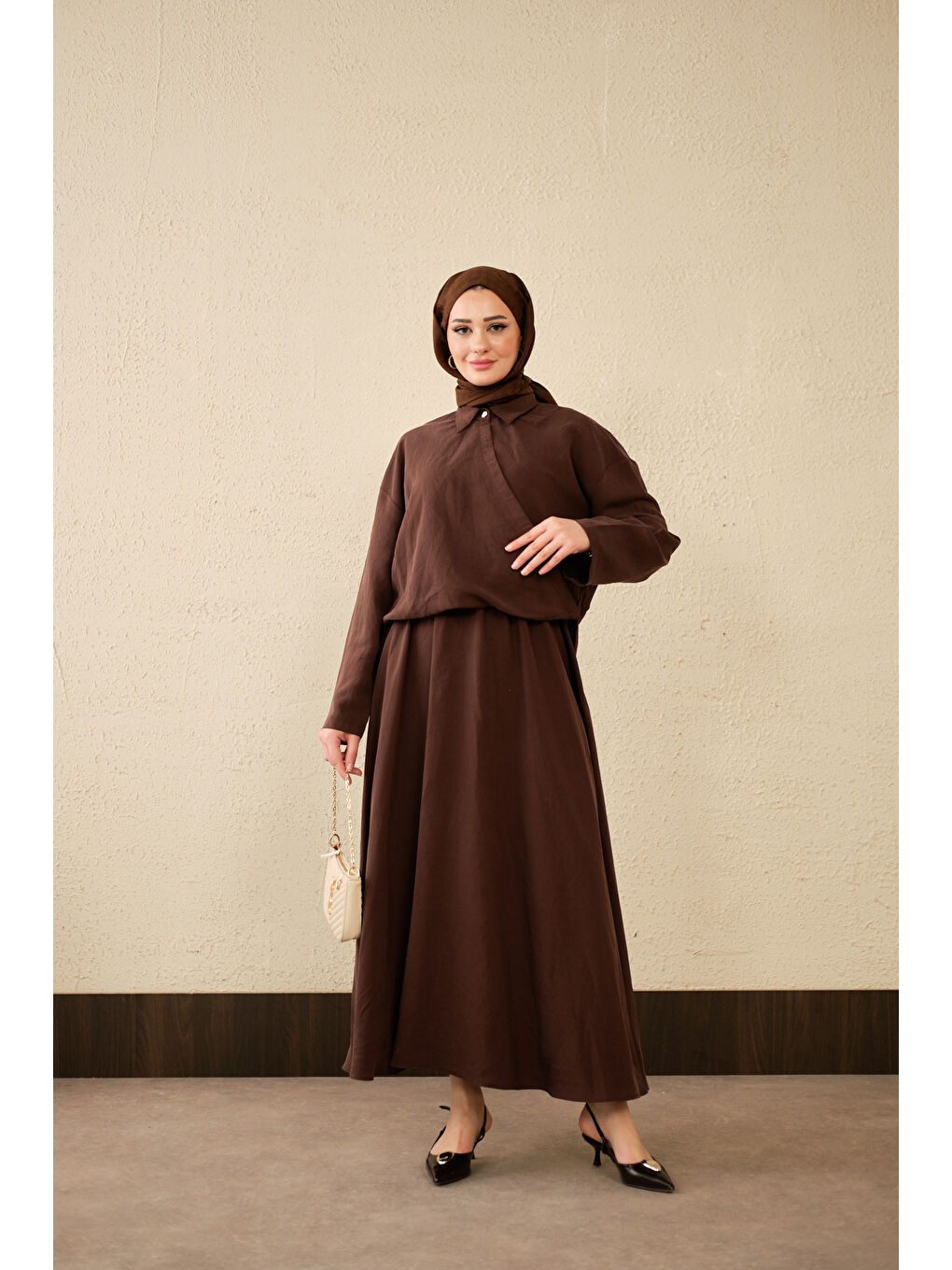 Kadın Breeze Gömlekli Elbise Kahverengi-3