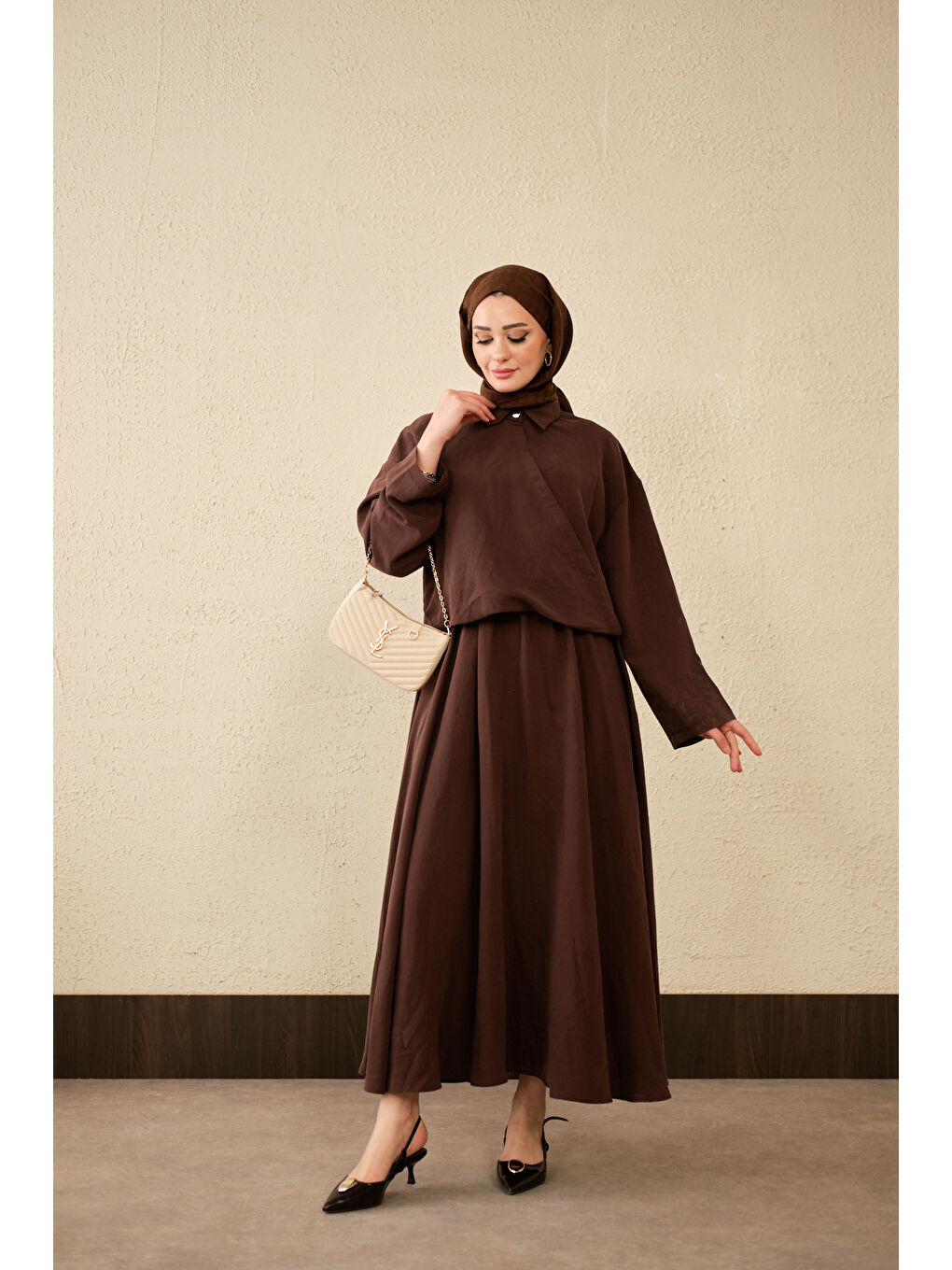 Kadın Breeze Gömlekli Elbise Kahverengi-4