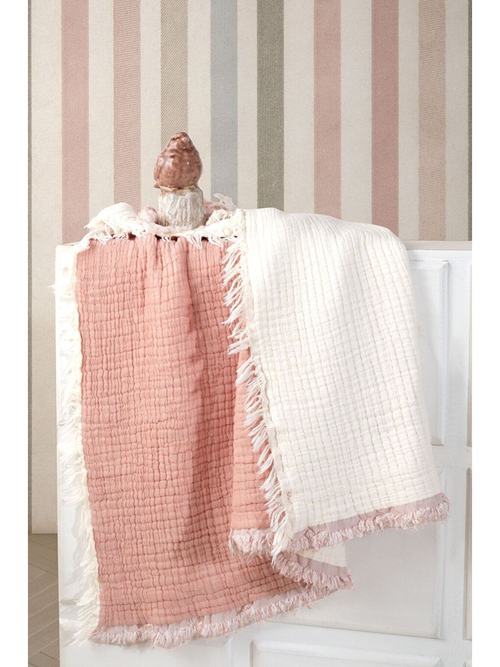 Pembe 5 Katlı %100 Pamuk Müslin Bebek Battaniyesi SOMON/150X150CM