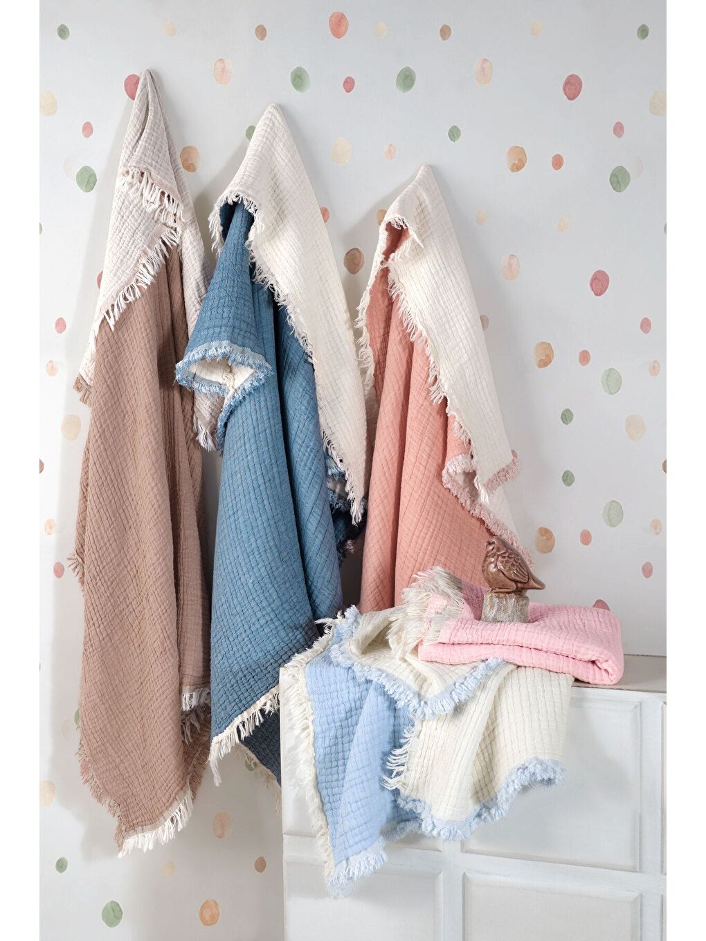 Pembe 5 Katlı %100 Pamuk Müslin Bebek Battaniyesi SOMON/150X150CM-2