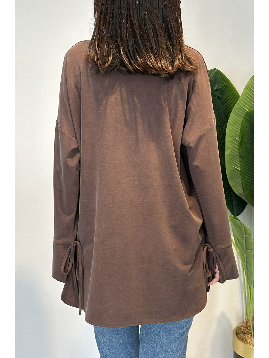 Kahverengi Pamuklu Bluz Tunik 7465 Kahve-2