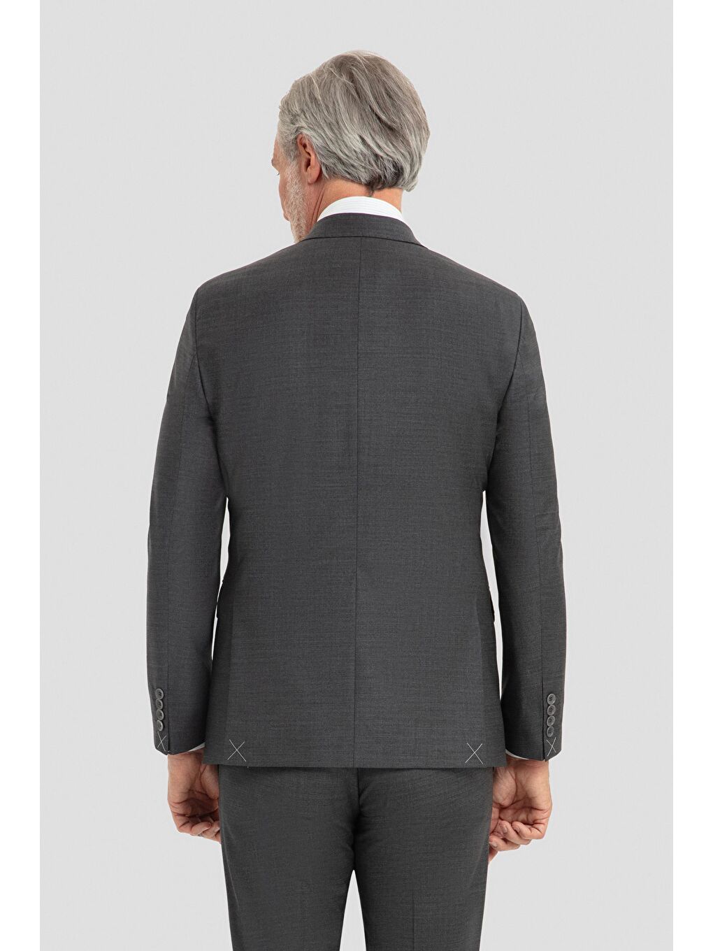 Yün Karışımlı Kruvaze Sivri Yaka Takım Elbise Antrasit-2