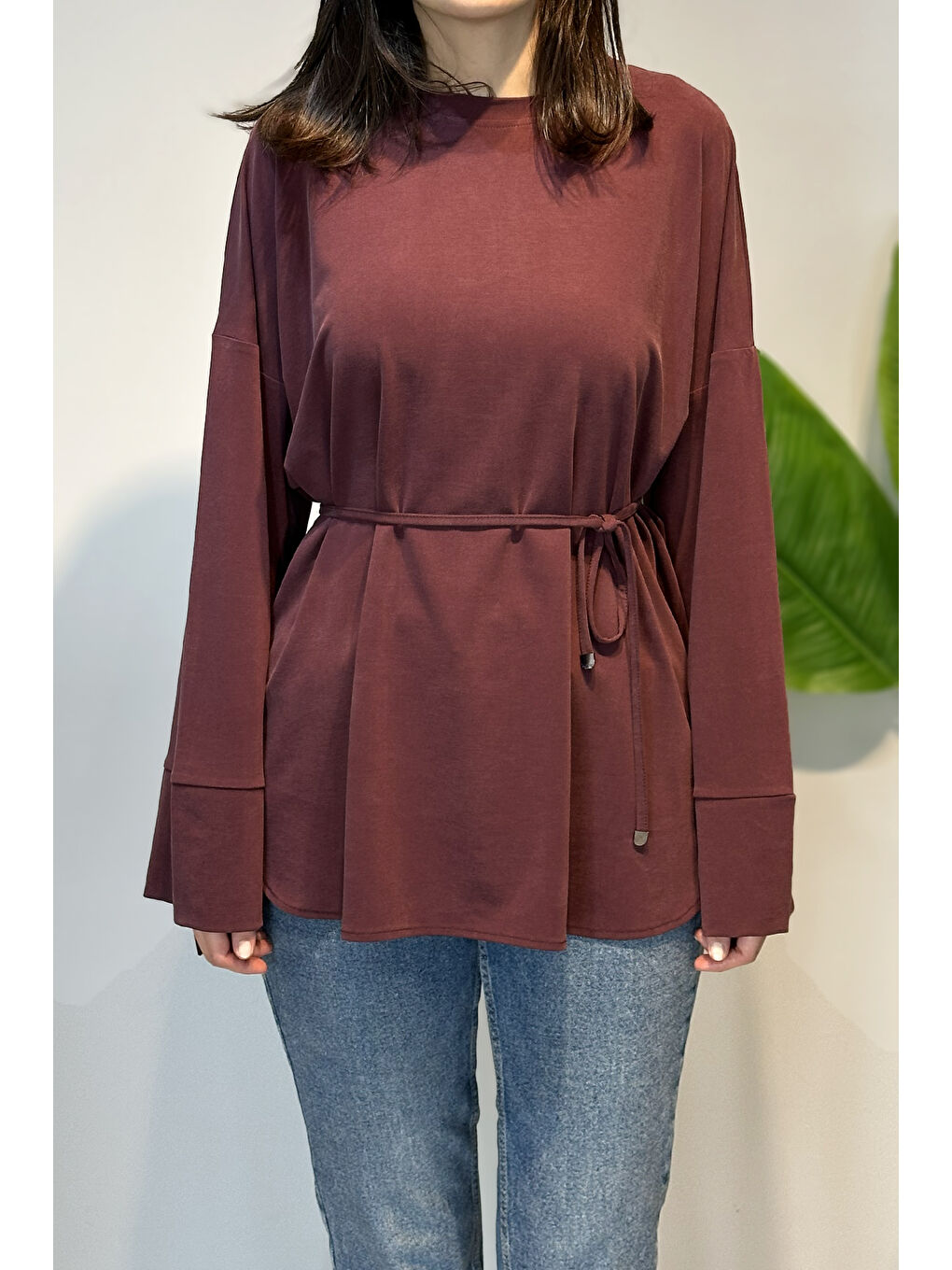 Pamuklu Bluz Tunik 7465 Bordo
