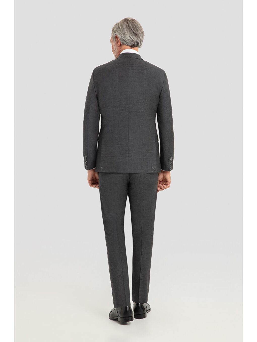 Yün Karışımlı Kruvaze Sivri Yaka Takım Elbise Antrasit-3