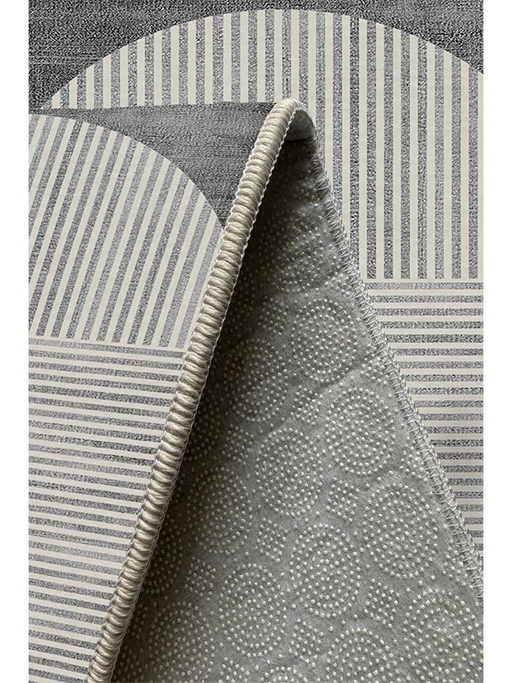 Gri Özel Tasarım, Kaymaz Taban, İnce, Yıkanabilir, Modern Halı WOOKECE1487 120x180-5