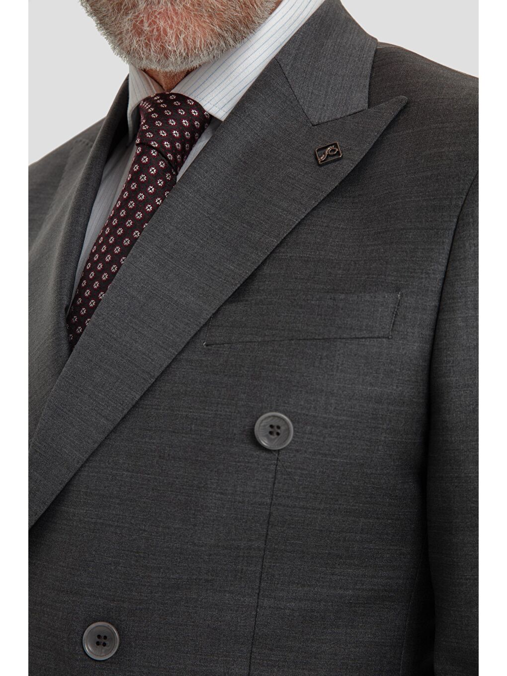 Yün Karışımlı Kruvaze Sivri Yaka Takım Elbise Antrasit-4