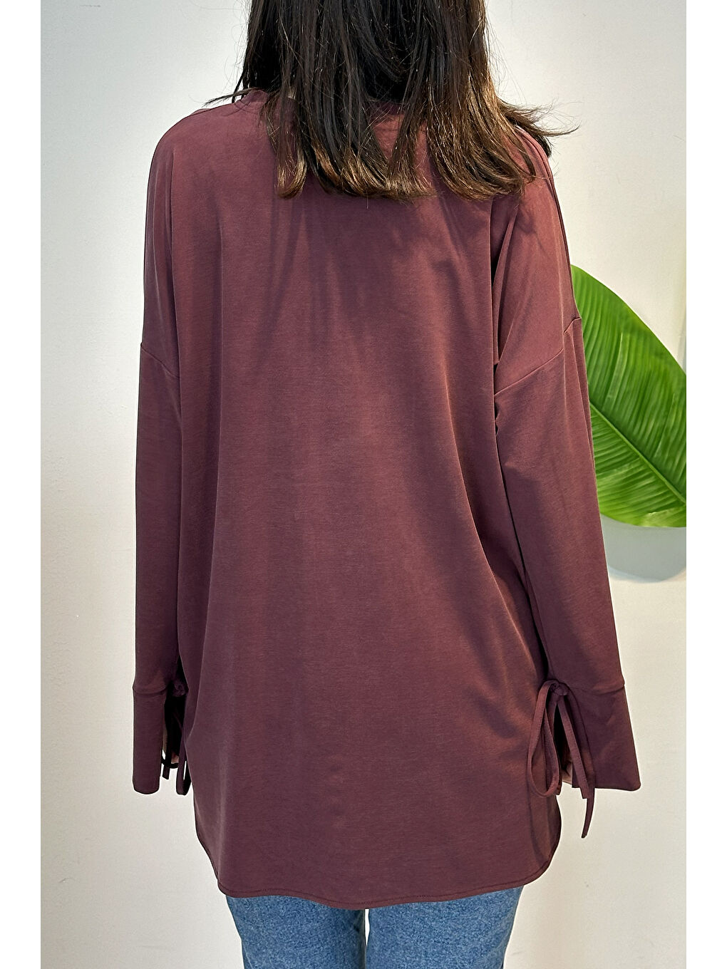 Pamuklu Bluz Tunik 7465 Bordo-2