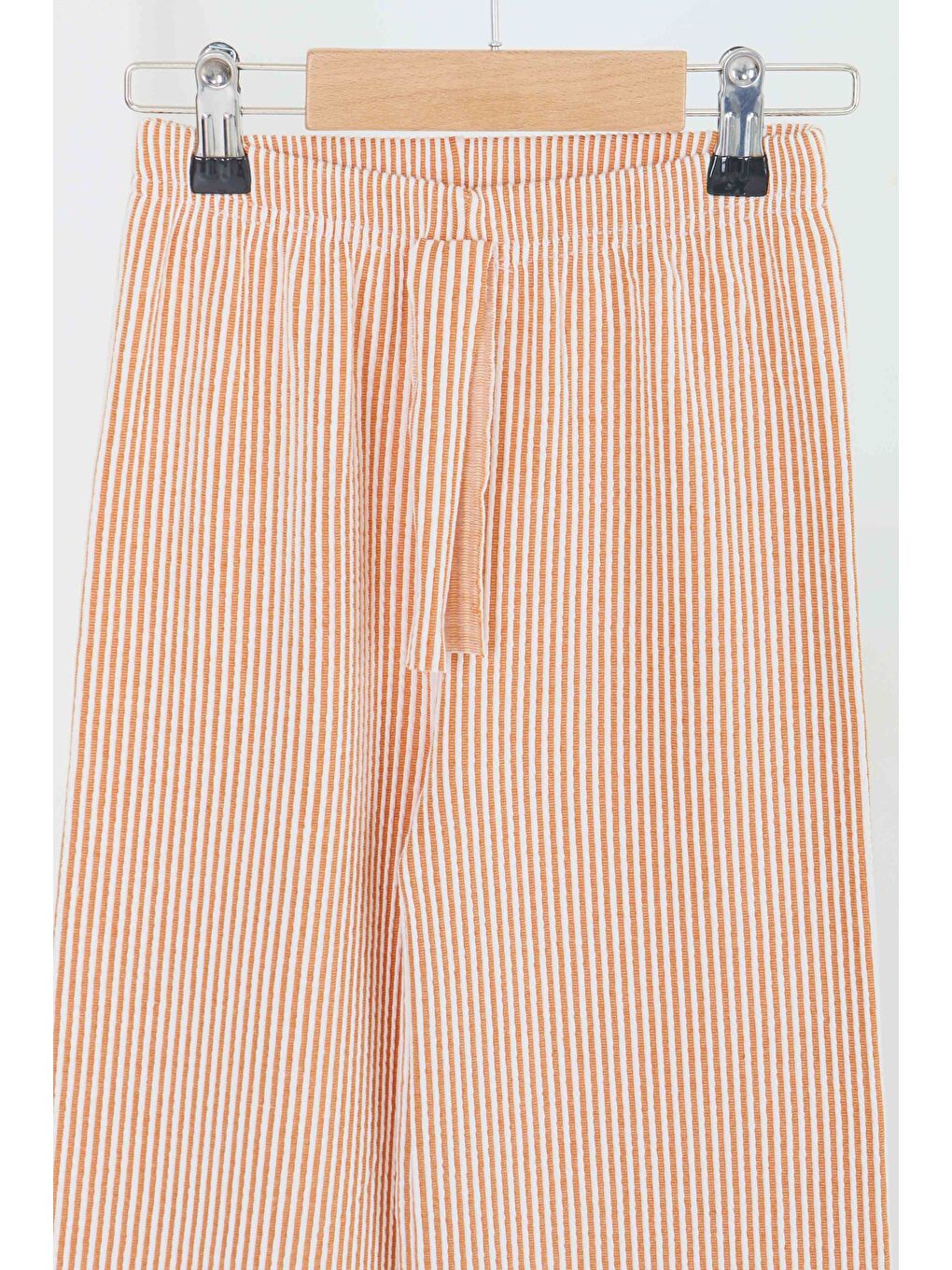 Kız Çocuk Turuncu Çizgili Beli Lastikli Pantolon - 27448-1
