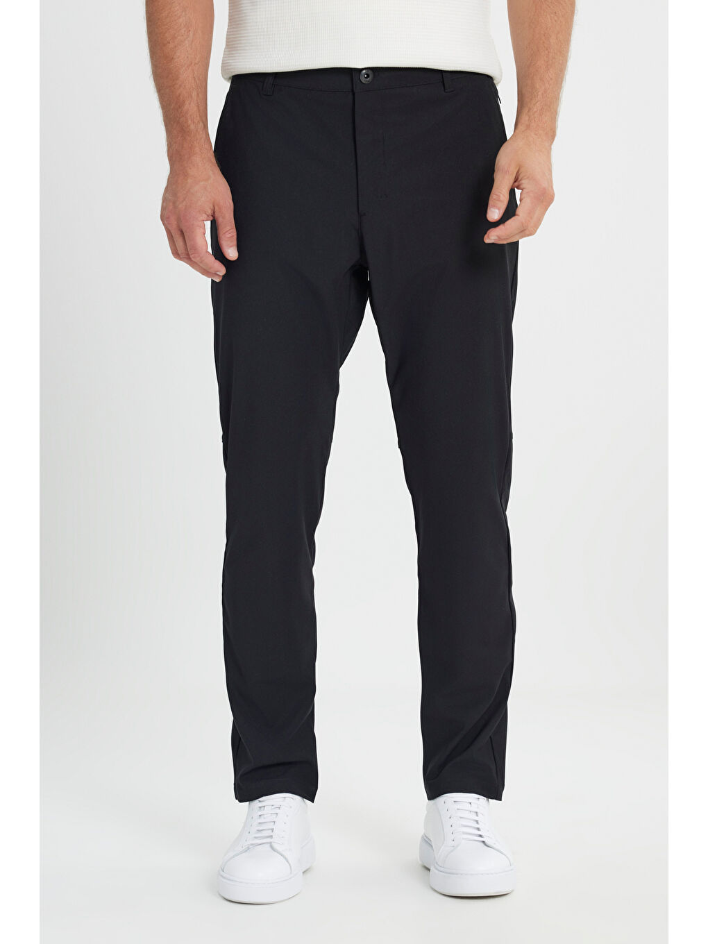 Erkek Siyah 360 Her Yöne Esneyen Slim Fit Dar Kesim Yan Cep Pantolon-1