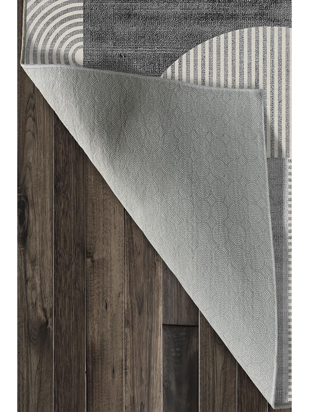 Gri Özel Tasarım, Kaymaz Taban, İnce, Yıkanabilir, Modern Halı WOOKECE1487 120x180-6