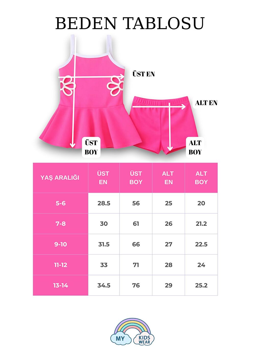 Beyaz Kız Çocuk Nakış Detaylı Garson Boy Mayo 5-14 Yaş 12597-1