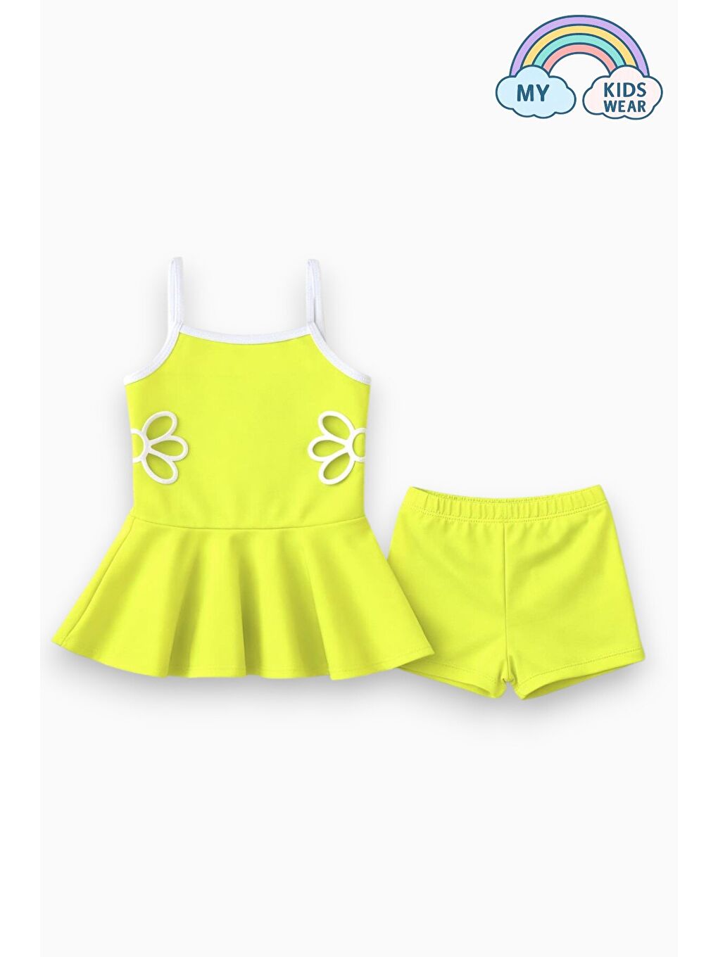 Sarı Kız Çocuk Nakış Detaylı Garson Boy Mayo 5-14 Yaş 12592