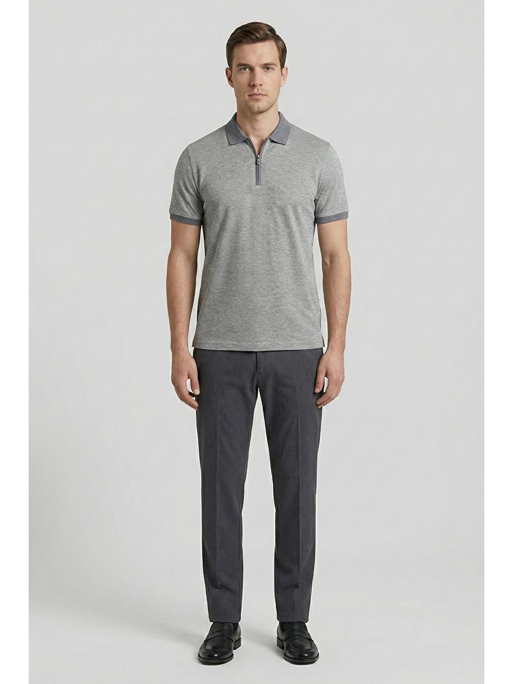 Giotelli Gri Melanj %100 Pamuk Erkek T-Shirt-1