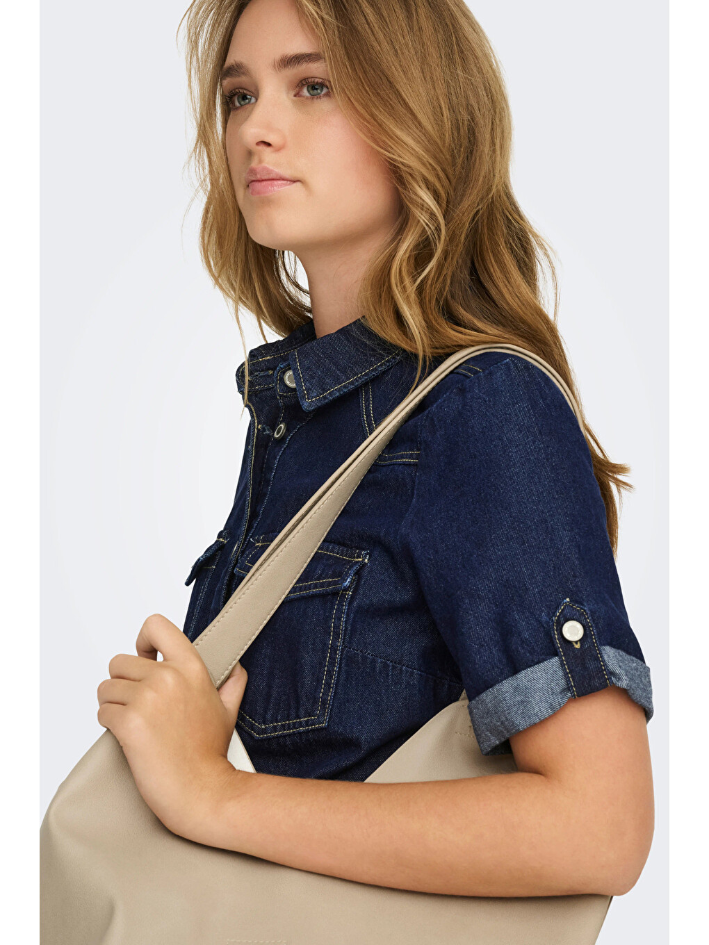 Lacivert Onllisa Pamuklu Regular Fit Klasik Yaka Mini Jean Kadın Elbise 15353176-4