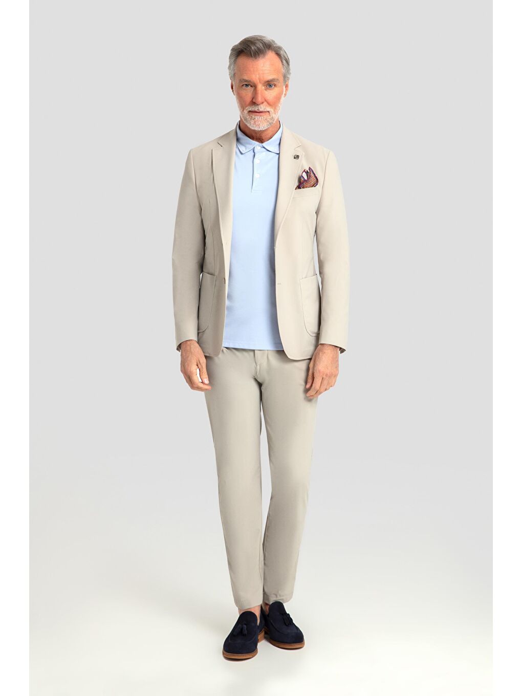 Pamuk Karışımlı Mono Yaka Erkek Takım Elbise Bej-1