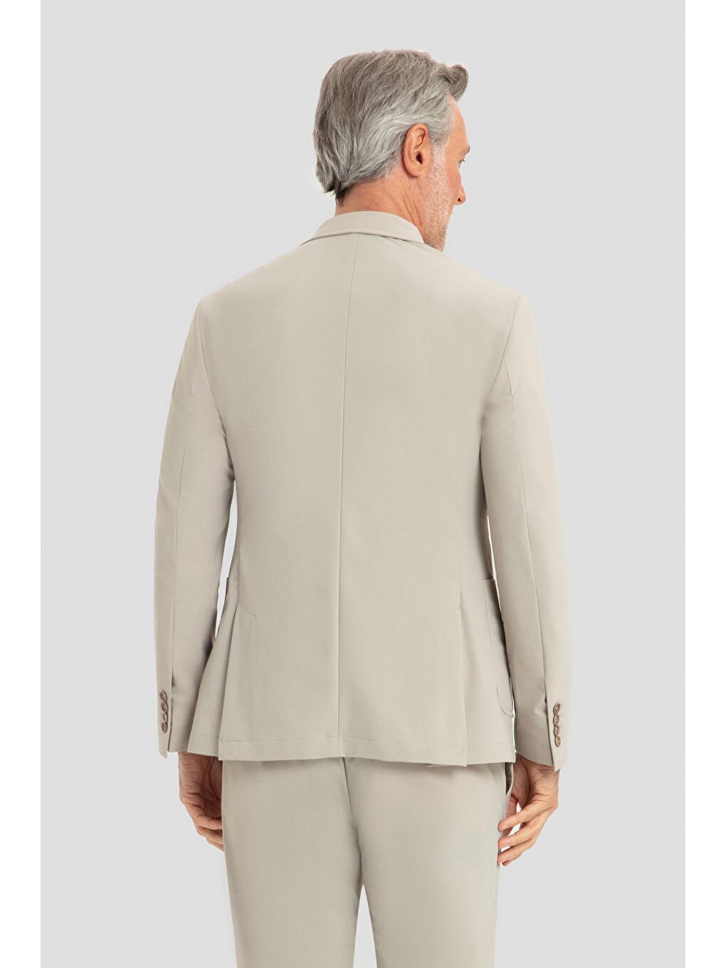 Pamuk Karışımlı Mono Yaka Erkek Takım Elbise Bej-2