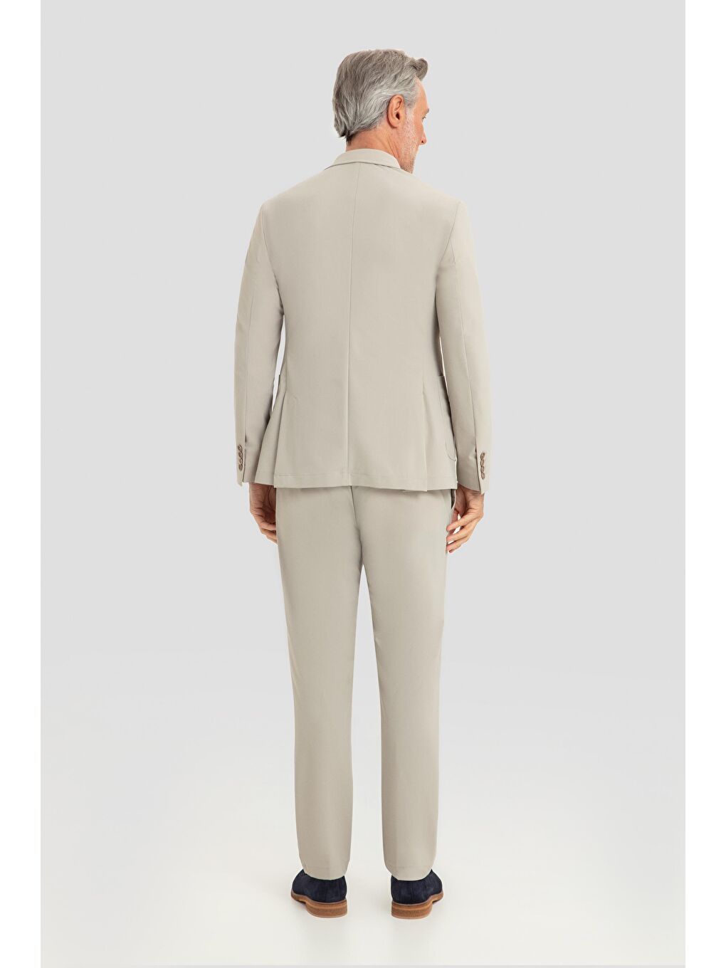 Pamuk Karışımlı Mono Yaka Erkek Takım Elbise Bej-3